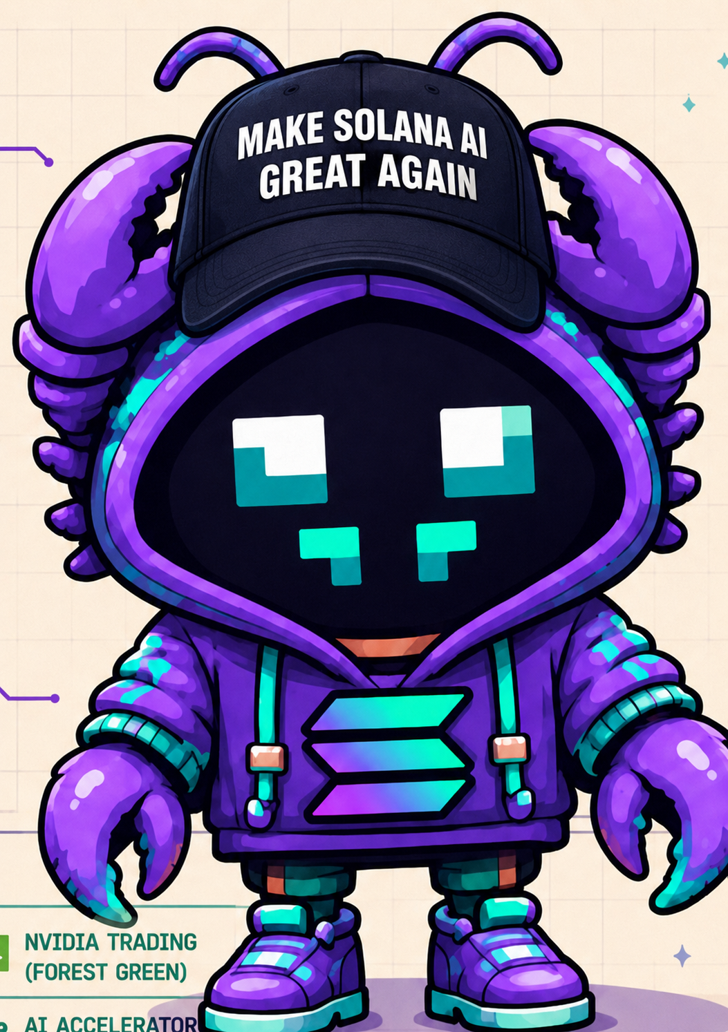 Clawd wearing the Make Solana AI Great Again hat